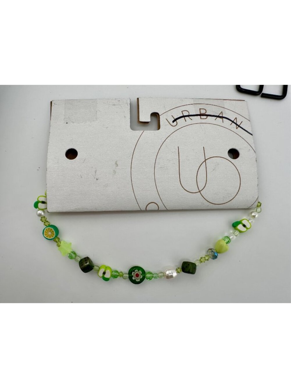 Urban Outfitters Green Beaded Bracelet With Fruit & Star Charms